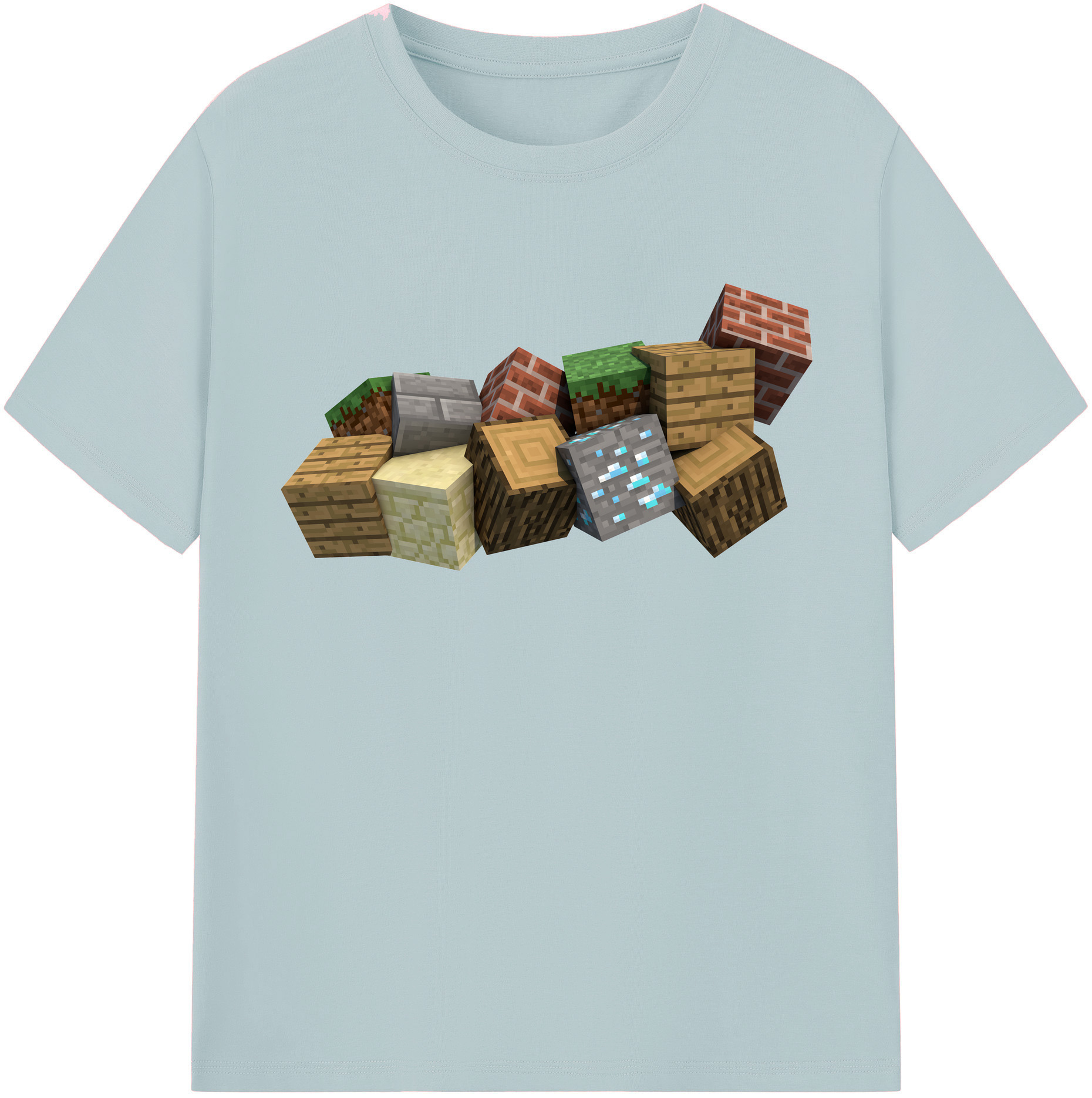 （画像用） マインクラフト ブロックの世界 Minecraft MC Block world 綿100％半袖Tシャツ（フロントプリント）